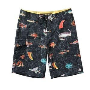 Reef 'Reef Bay' Men's Black Graphic 4 Way Stretch Board Shorts